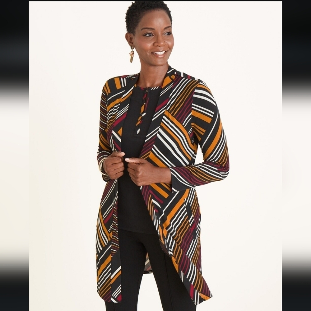 Chico's Multi-Striped Cardigan Size Large